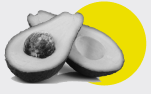 Grayscale avocado halves